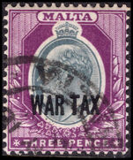 Malta 1917-18 3d WAR TAX fine used.