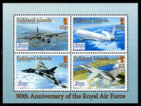 Falkland Islands 2008 Aircraft souvenir sheet unmounted mint.