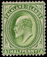 Falkland Islands 1904-12 ½d deep yellow-green lightly mounted mint.