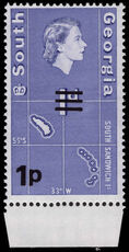 South Georgia 1971-76 1p sideways watermark unmounted mint.