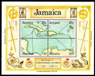 Jamaica 1990 Discovery of Columbus souvenir sheet unmounted mint.