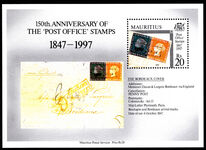 Mauritius 1997 150th Anniversary of POST OFFICE Stamps souvenir sheet unmounted mint.