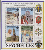Seychelles 1986 Pope John Paul souvenir sheet unmounted mint.