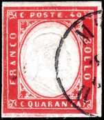 Sardinia 1857 40c scarlet fine used