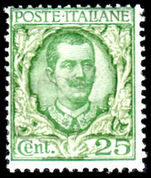 Italy 1926 25c green and yellow-green fine mint original gum no thins.