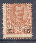 Italy 1905 15c on 20c mint hinged. Toned gum and not well centered.