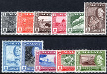 Selangor 1957-61 set (missing 10c deep maroon) unmounted mint.