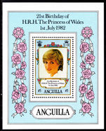Anguilla 1982 21st Birthday of Princess of Wales $5 souvenir sheet unmounted mint.