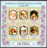 Anguilla 1982 21st Birthday of Princess of Wales buff borders souvenir sheet unmounted mint.