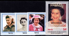 Nevis 1986 60th Birthday of Queen Elizabeth II SPECIMEN unmounted mint.