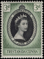 Tristan da Cunha 1953 Coronation lightly mounted mint.