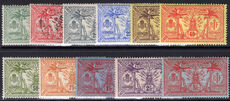 French New Hebrides 1911 Crown CA set (10c used) lightly mounted mint.