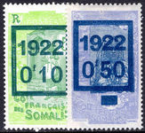 French Somali Coast 1922 boxed provisionals fine lightly mounted mint.