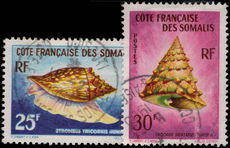 French Somali Coast 1962 25f & 30f seashells fine used.