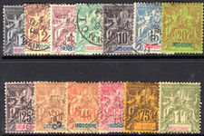 Indo-China 1892-96 Peace & Commerce set to 1f fine used (1c mint).