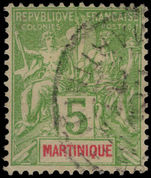 Martinique 1899-1906 5c yellow-green fine used.