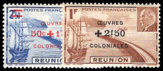 Reunion 1944 Oeuvres Coloniales lightly mounted mint.