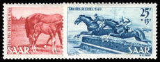 Saar 1949 Horse Day lightly mounted mint.