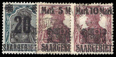 Saar 1921 Provisionals fine used (20mk lightly mounted mint).