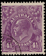 Australia 1926-30 4½d violet perf 13½x12½ watermark multiple A fine used.