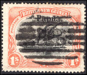 Papua 1907 1s black and orange horizontal wmk fine used.