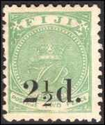 Fiji 1891 2½d on 2d green type 14 unused no gum.