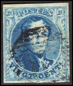 Belgium 1849-50 20c blue 4 margins fine used.