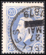 Belgium 1869-80 20c dull blue fine used.
