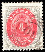 Denmark 1870-74 4sk carmine and grey fine used.