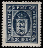 Denmark 1914-23 20  deep blue official lightly mounted mint.