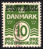 Denmark 1919-41 10   green parcel post fine used.