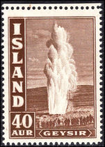 Iceland 1938-47 40a geyser fine lightly mounted mint.