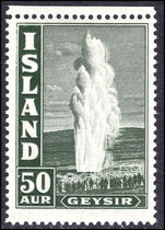 Iceland 1938-47 50a geyser fine lightly mounted mint.
