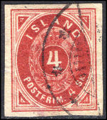 Iceland 1873 4sk Carmine imperf fine used