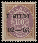 Iceland 1902-03 100a dull purple and bistre INVERTED FRAME}