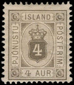 Iceland 1896-1900 4a grey official lightly mounted mint.