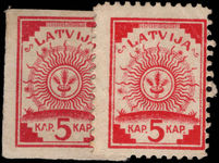 Latvia 1918 pair on map paper mounted mint.