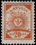 Latvia 1919 20k orange perf no wmk mounted mint.