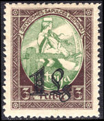 Latvia 1927 1l on 3r provisional mounted mint.