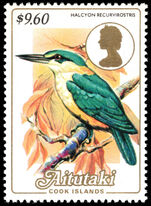 Aitutaki 1984 $9.60 Flat-billed Kingfisher unmounted mint.