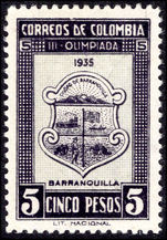 Colombia 1935 5p Olympiad fine lightly mounted mint.
