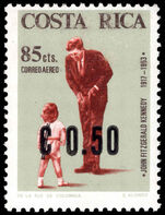 Costa Rica 1966 50c JFK Provisional unmounted mint.