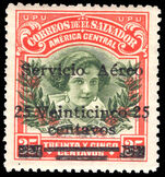 El Salvador 1929 25c on 30c air 1st printing mounted mint.