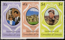 Grenada Grenadines 1981 Royal Wedding changed colours unmounted mint.