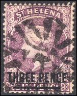 St Helena 1884-94 3d deep reddish lilac fine used.