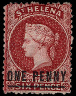 St Helena 1864-80 1d lake type C fine unused without gum.