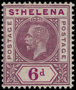 St Helena 1913 6d dull and deep purple fine mint lightly hinged.