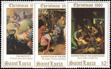 St Lucia 1980 Christmas. Paintings unmounted mint.