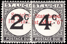 St Lucia 1967 1c and 2c Statehood postage dues unmounted mint.