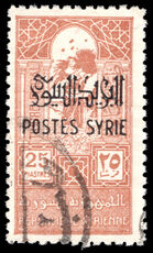 Syria 1945 25p brown TIMBRE FISCAL fine used.